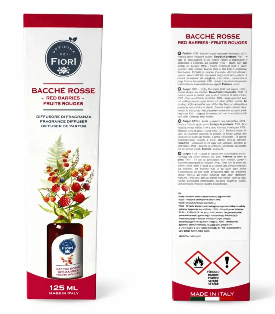 Dyfuzor zapachowy 125ml z patyczkami Officina dei Fiori o zapachu Czerwone Jagody (1)