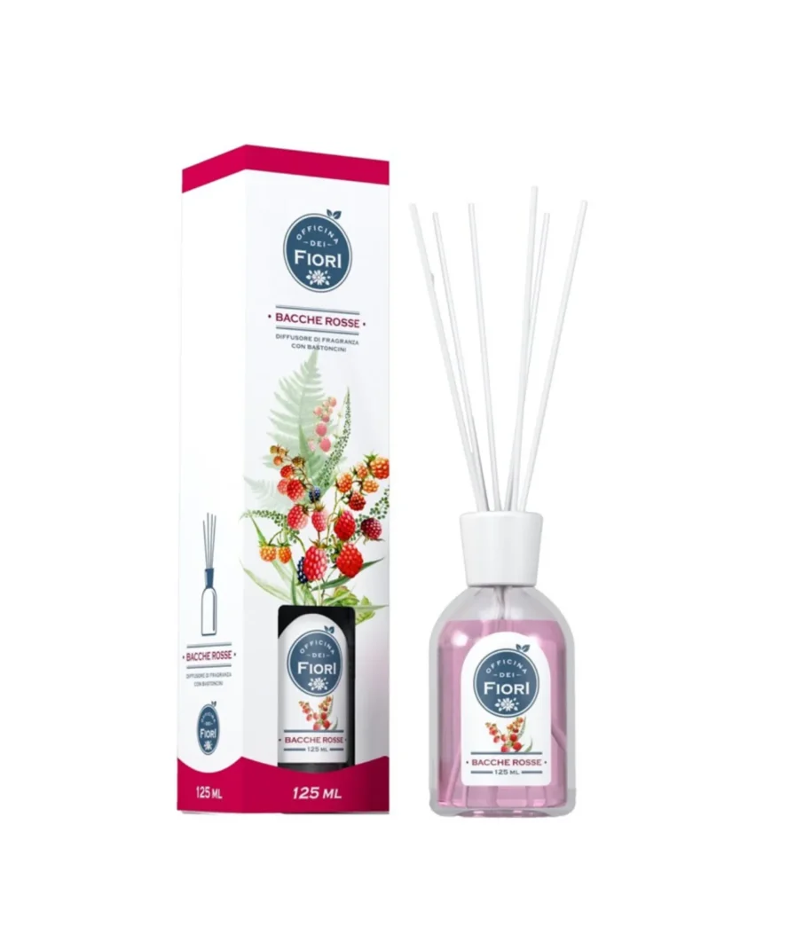Dyfuzor zapachowy 125ml z patyczkami Officina dei Fiori o zapachu Czerwone Jagody
