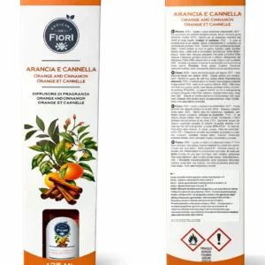 Dyfuzor zapachowy z patyczkami 125ml Officina dei Fiori o zapachu Pomarańcza i Cynamon