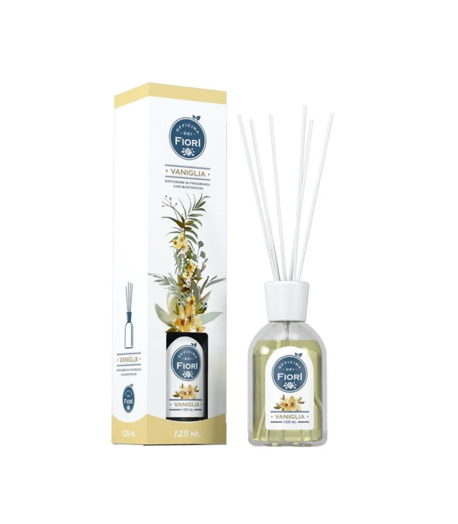 Dyfuzor zapachowy z patyczkami 125ml Officina dei Fiori o zapachu Vanilia Dyfuzor zapachowy z patyczkami 125ml Officina dei Fiori o zapachu Vanilia