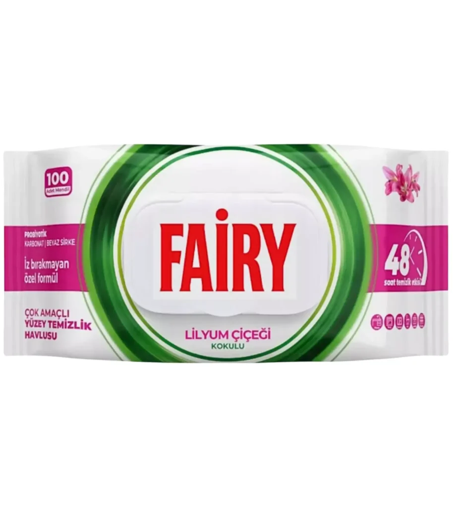 Nawilżane chusteczki czyszczące Fairy Lilia 100 szt Nawilżane chusteczki czyszczące Fairy Lilia 100 szt