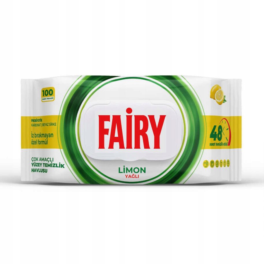 chusteczki nawilżane Fairy cytrynowe 100 szt do czyszczenia chusteczki nawilżane Fairy cytrynowe 100 szt do czyszczenia