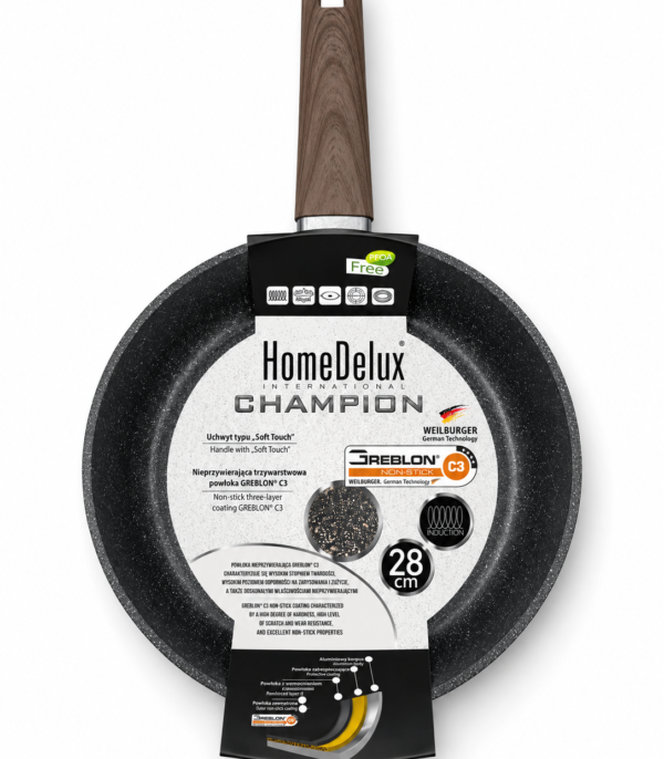 Patelnia 28 cm na indukcję HomeDelux Champion Greblon C3