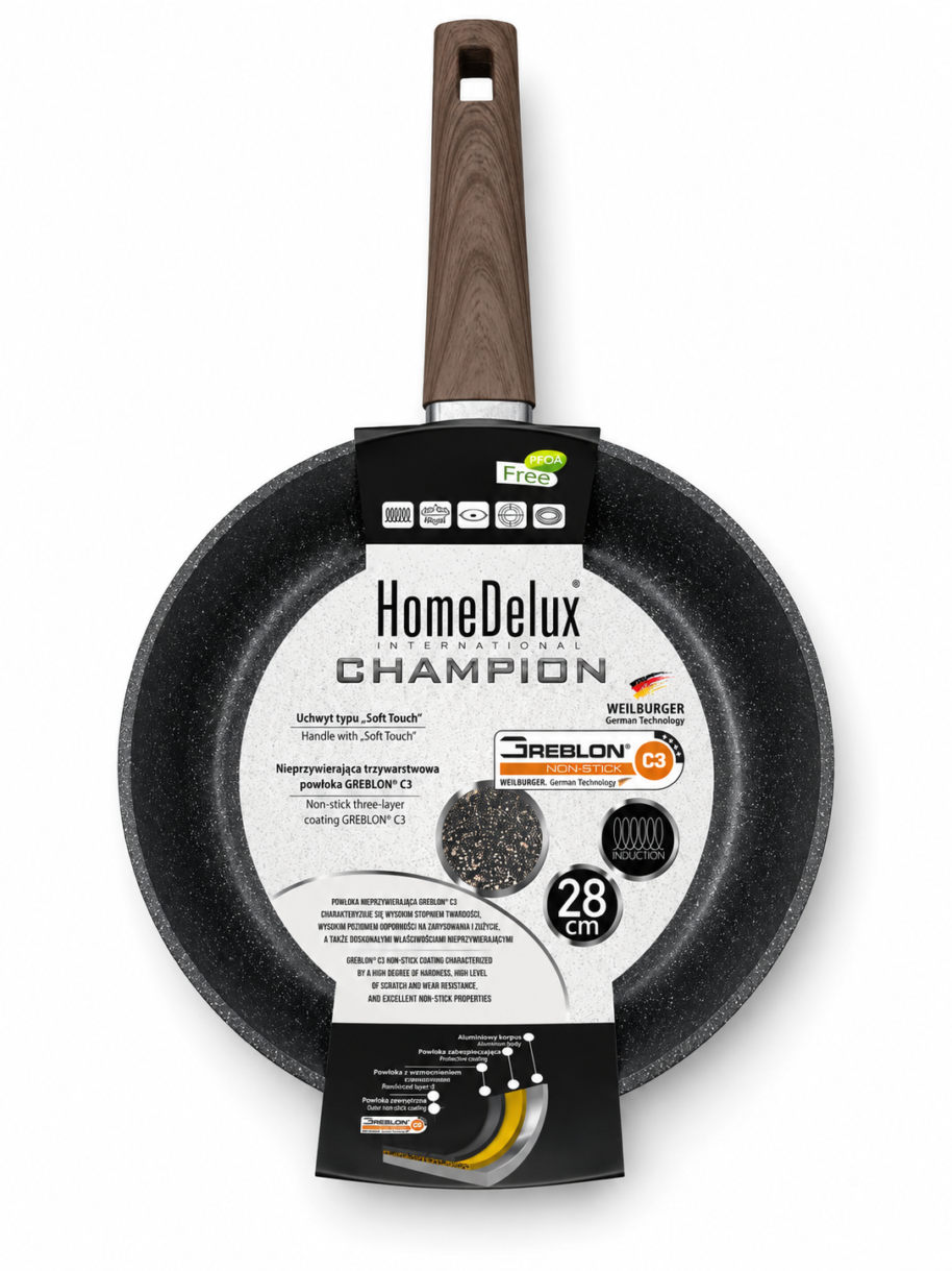Patelnia 28 cm na indukcję HomeDelux Champion Greblon C3