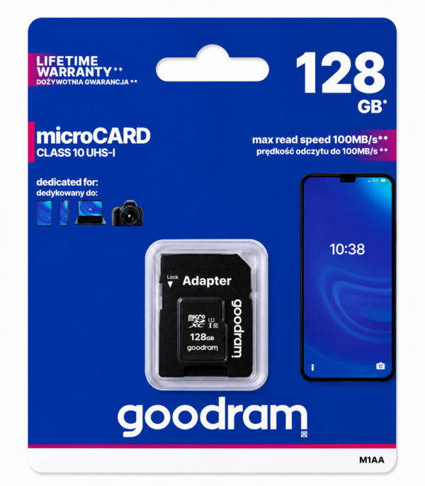 Karta pamięci microSD 128GB Goodram Class 10 UHS-I z adapterem SD