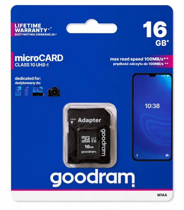 Karta pamięci microSD 16GB Goodram Class 10 UHS-I z adapterem