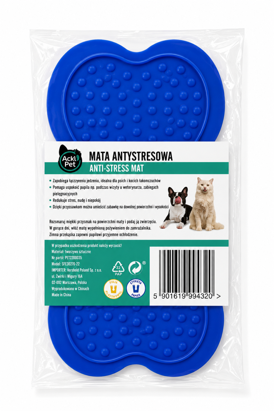 Mata antystresowa dla psa i kota Activ Pet niebieska