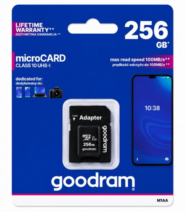 Karta pamięci microSD 256GB Goodram Class 10 UHS-I z adapterem SD