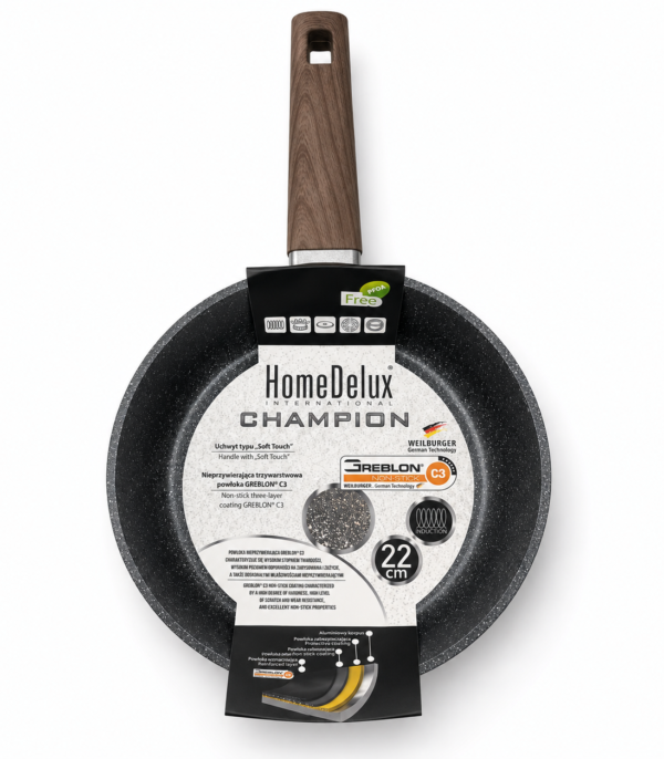 Patelnia 22 cm na indukcję HomeDelux Champion Greblon C3