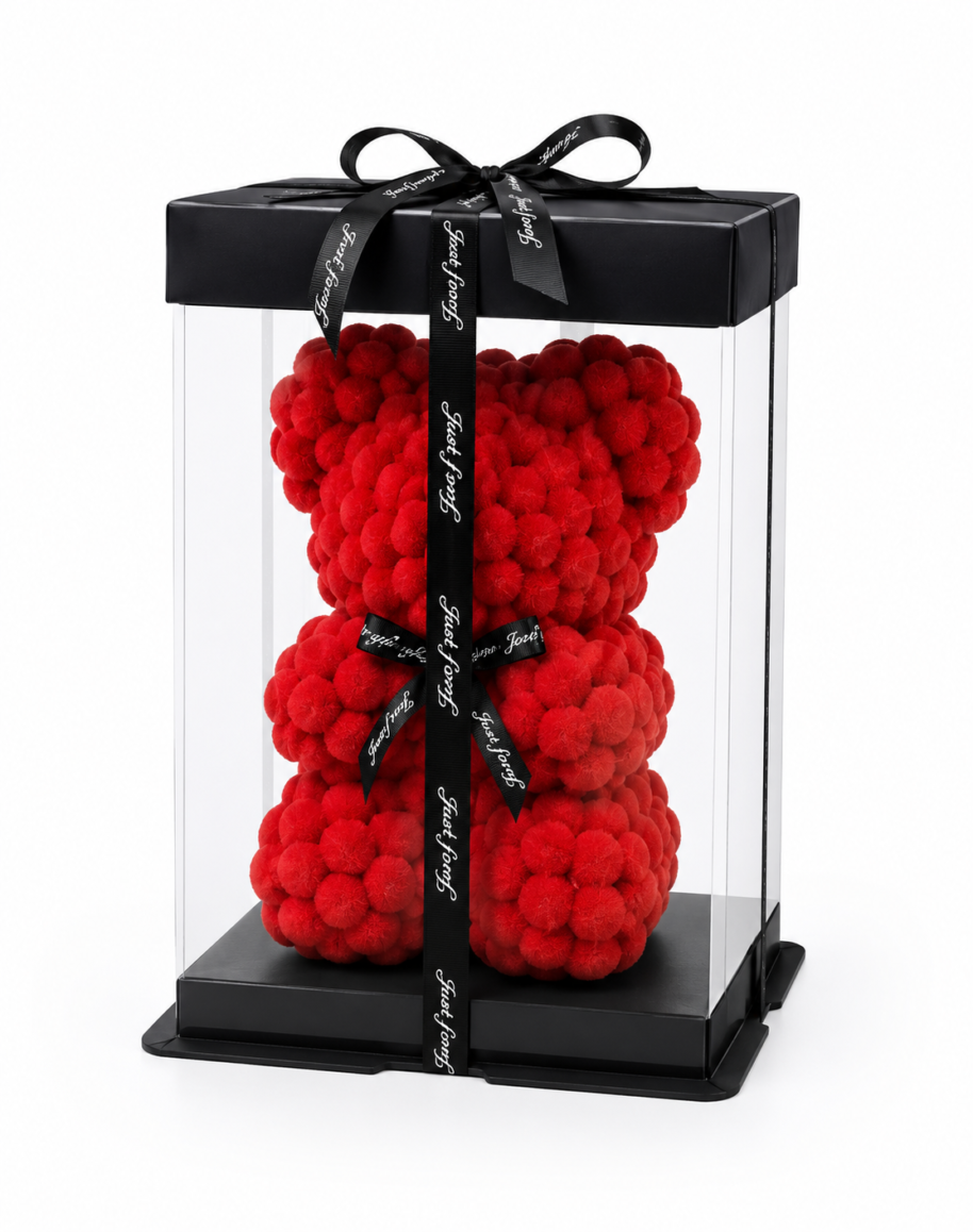 Miś z kulek czerwony 23 cm w pudełku prezentowym Miś z kulek czerwony 23 cm w pudełku prezentowym