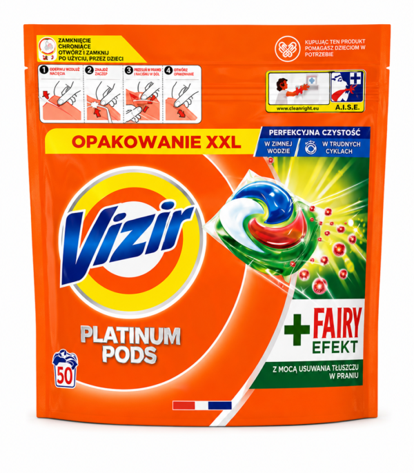 5701a3ba-6c04-4447-9842-3b1ed0ae429d Kapsułki do prania Vizir Platinum Pods Fairy Efekt 50 szt