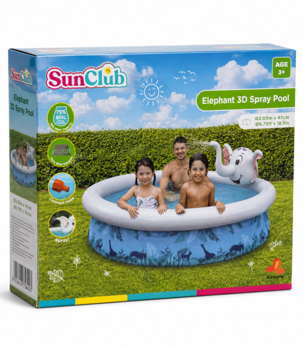 Basen dmuchany Sun Club 205 cm Elephant 3D Spray Pool