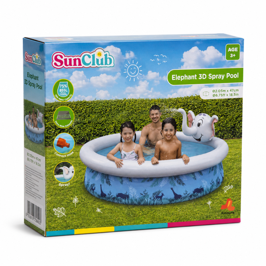 Basen pompowany Basen dmuchany Sun Club 205 cm Elephant 3D Spray Pool