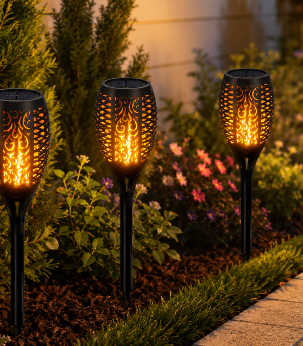 Lampa solarna pochodnia LED Starlex z efektem płomienia do ogrodu