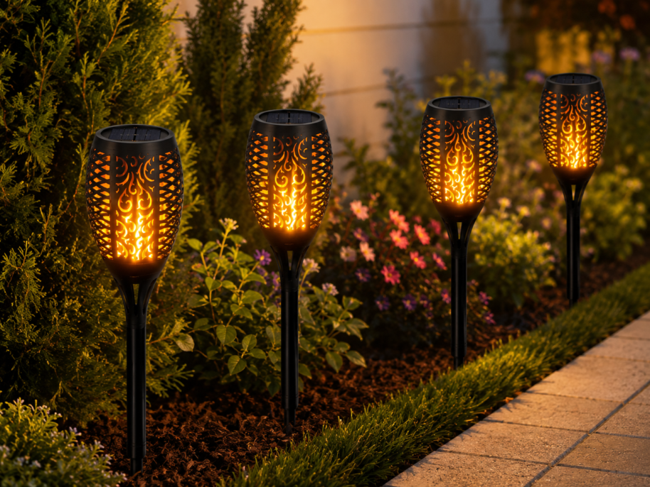 Lampa solarna pochodnia LED Starlex z efektem płomienia do ogrodu