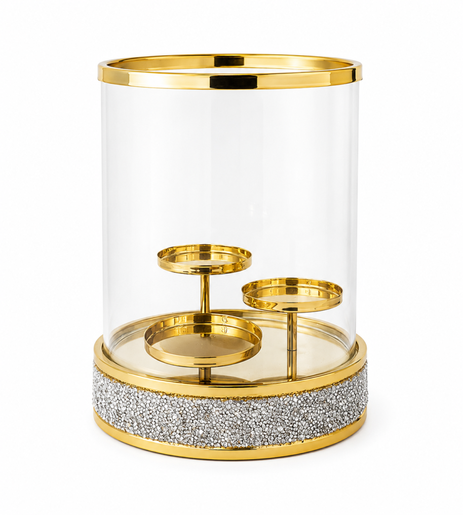 Świecznik Świecznik Golden Lumina złoty szklany glamour