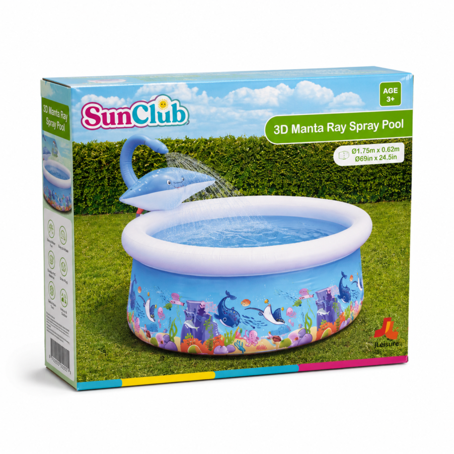 basen dmuchany Basen dmuchany Sun Club Manta Ray Spray Pool 175 cm
