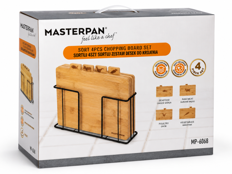 Zestaw desek do krojenia Masterpan 4 sztuki z organizerem