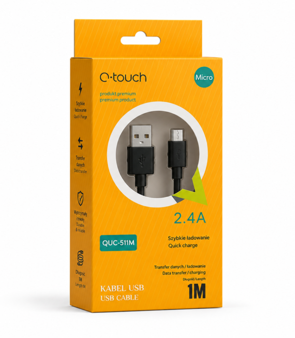 Kabel Micro USB 1m 2.4A A-Touch szybkie ładowanie