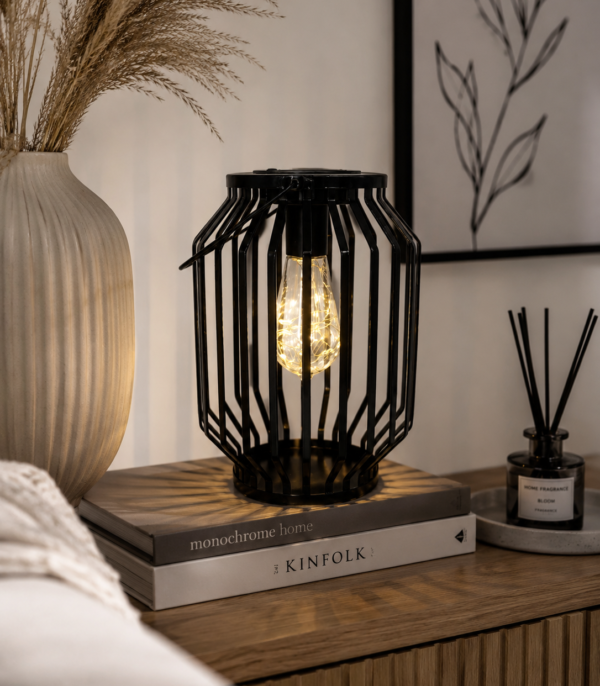 Lampion solarny czarny LED dekoracyjny glamour