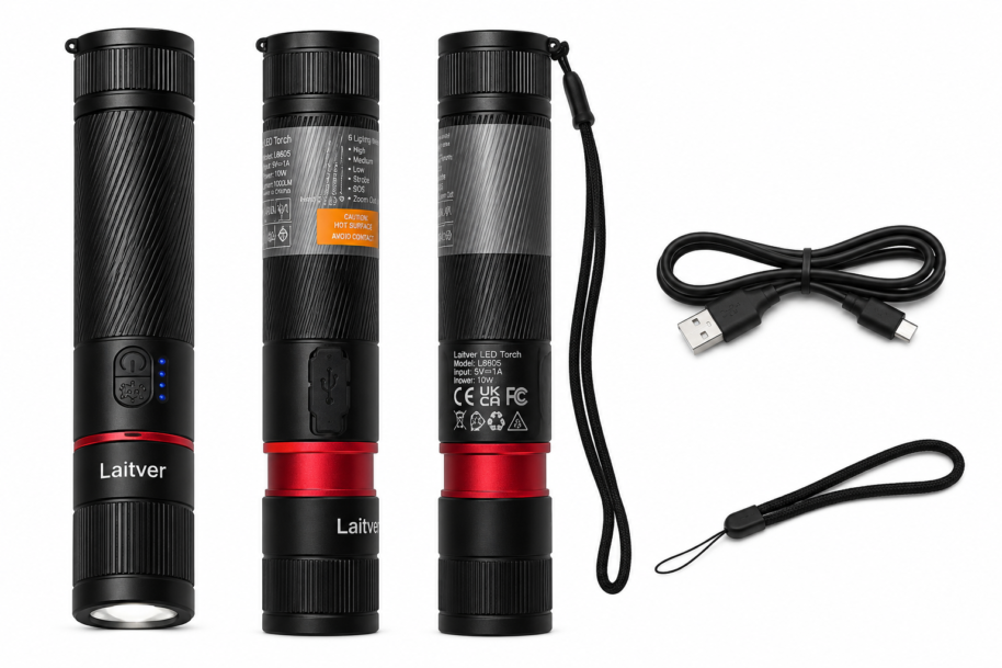 latarka Latarka LED akumulatorowa USB Laitver L8605