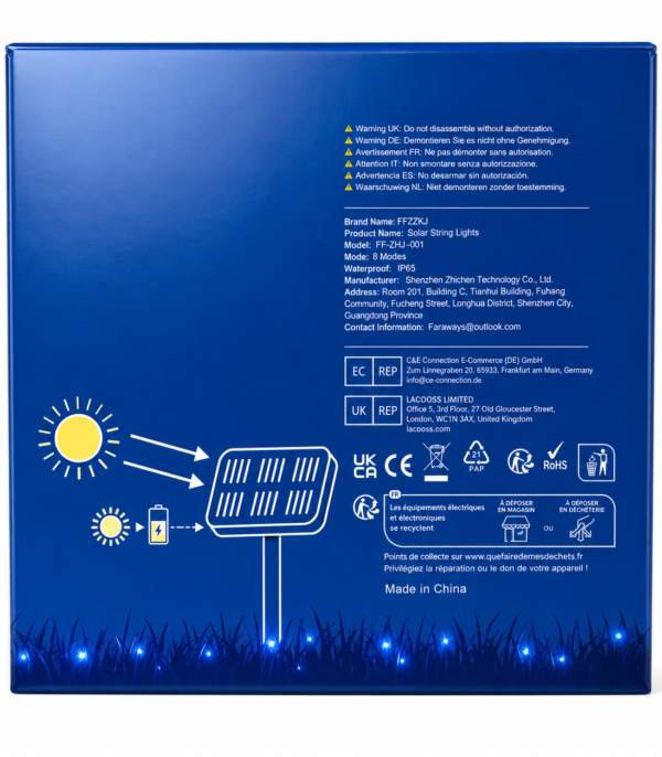 Lampki solarne LED ogrodowe 8 trybów świecenia IP65 wodoodporne