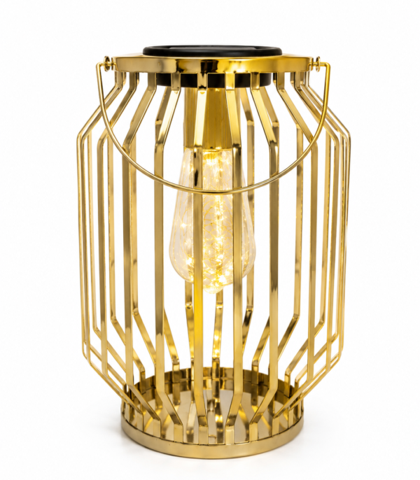Lampion solarny złoty LED dekoracyjny glamour