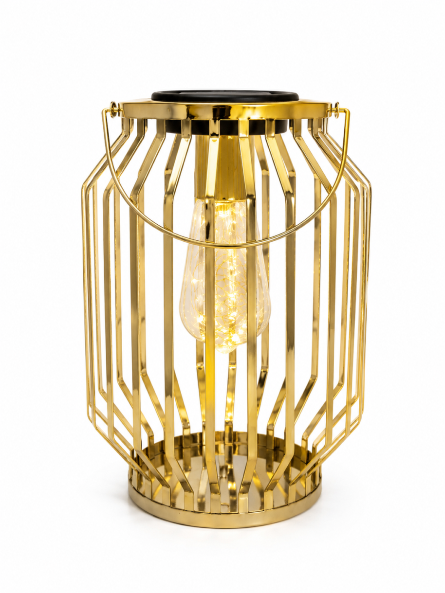 złoty lampion Lampion solarny złoty LED dekoracyjny glamour