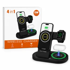 Ładowarka Indukcyjna 4w1 15W do telefonu, smartwatcha i słuchawek
