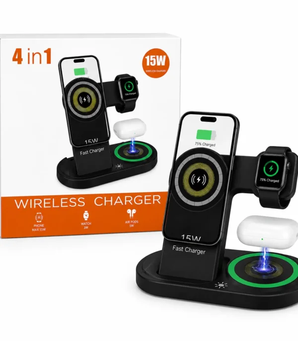 Ładowarka Indukcyjna 4w1 15W do telefonu, smartwatcha i słuchawek
