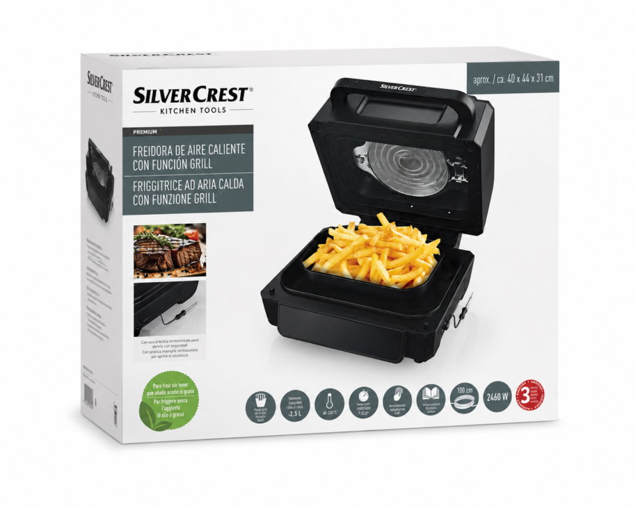 SilverCrest Frytkownica Beztłuszczowa z Funkcją Grilla Premium 2460W