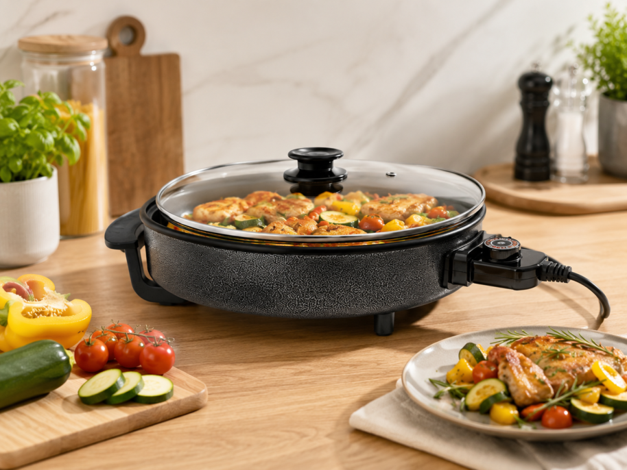 GOURMETmaxx Elektryczna Patelnia 40 cm z pokrywą