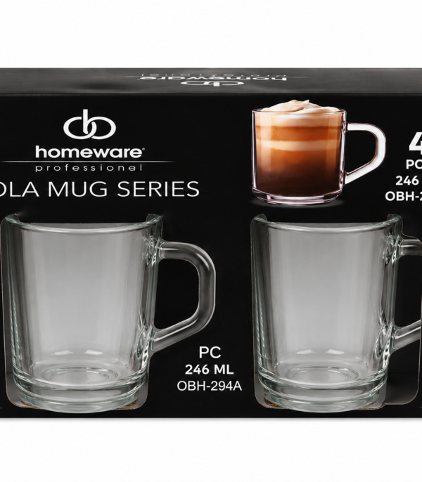 Zestaw szklanych kubków 246 ml Homeware Nola Mug Series 4 sztuki
