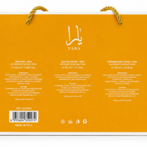 Yara Orange, zestaw perfum Yara Orange, perfumy Yara, zestaw prezentowy, perfumy damskie, woda perfumowana 50 ml, mgiełka do ciała, balsam do ciała, perfumy orientalne, perfumy waniliowe, prezent dla kobiety, kosmetyki Yara