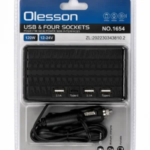Rozgałęźnik Samochodowy 4x Gniazdo Zapalniczki USB-C 120W Olesson